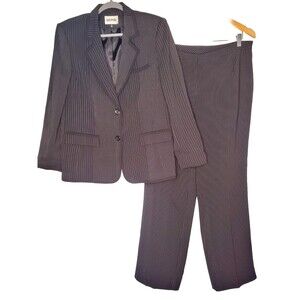 Kasper Suit Black With White Pin Stripe Size 14